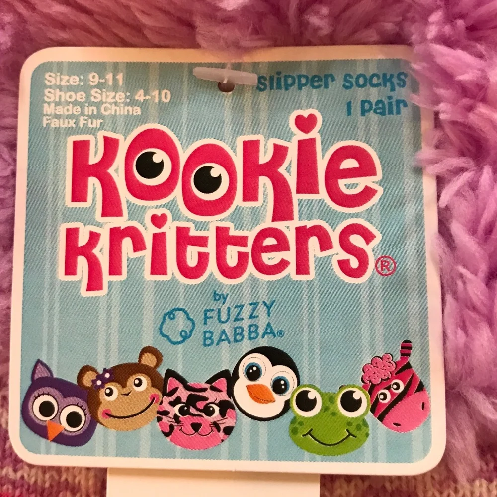 Slipper Socks Slippers Fuzzy Faux Fur KOOKIE KRITTERS Socks